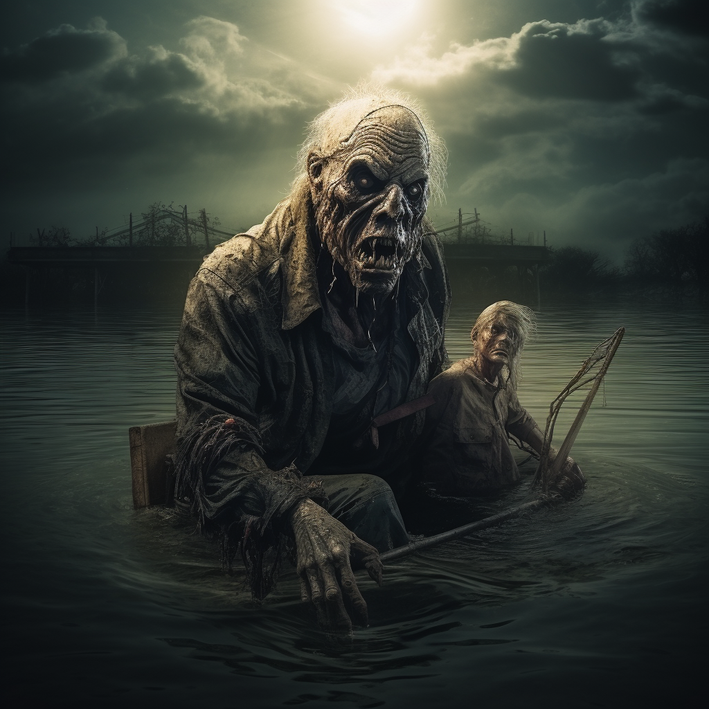 Fisherman in Lake with Zombie - Adventure