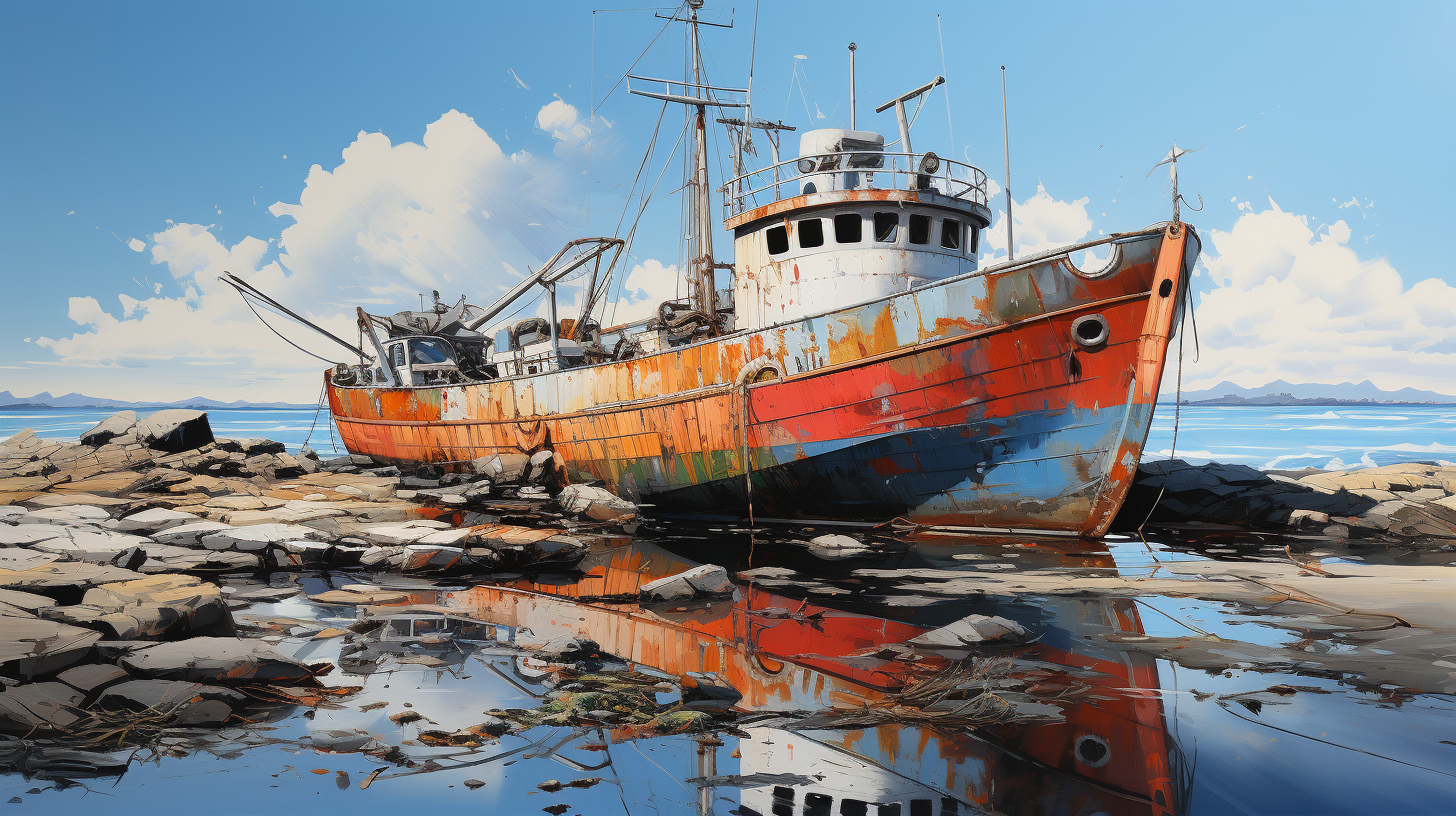 Colorful graffiti on a fishing boat