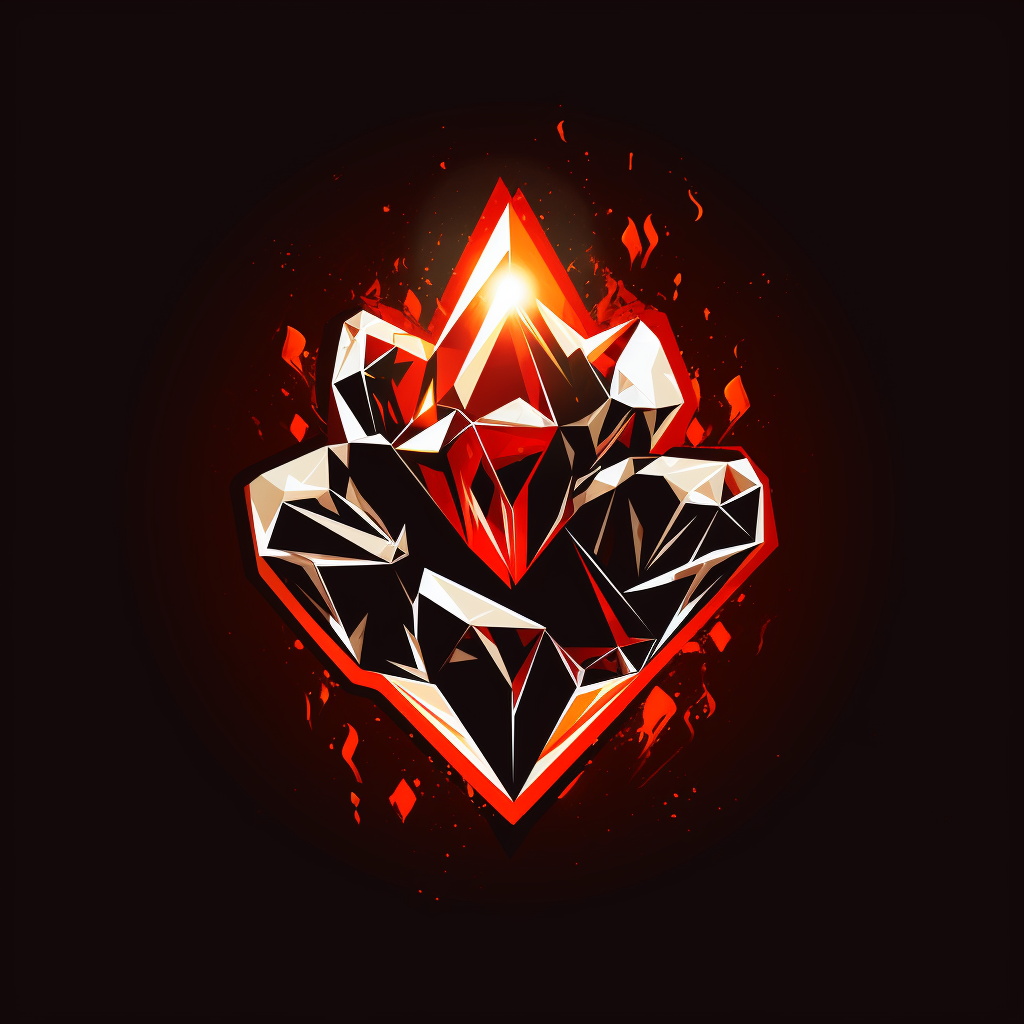 Fiery fist bursting from diamond crystal logo