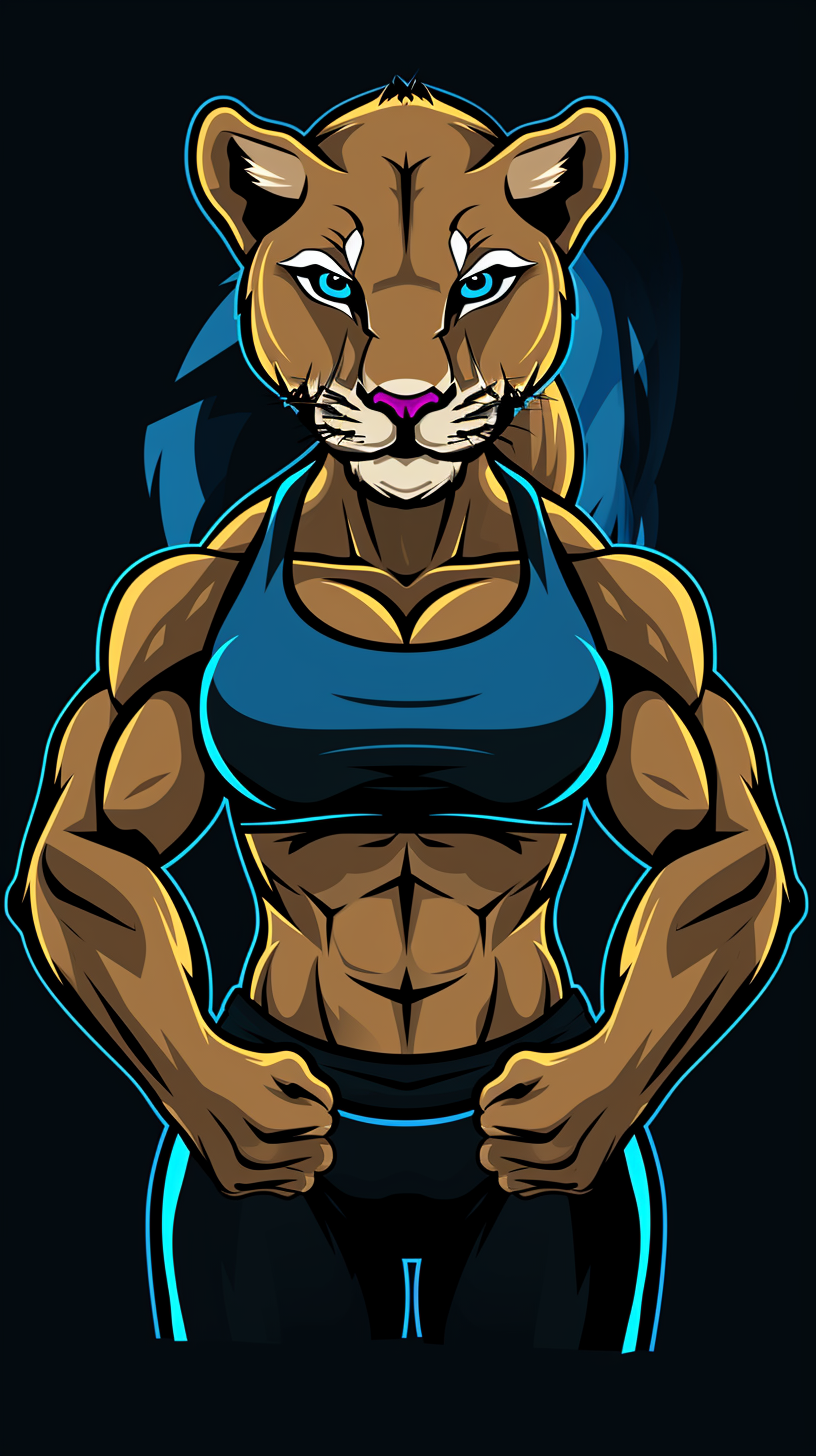 Lioness in Blue Fitness Outfit