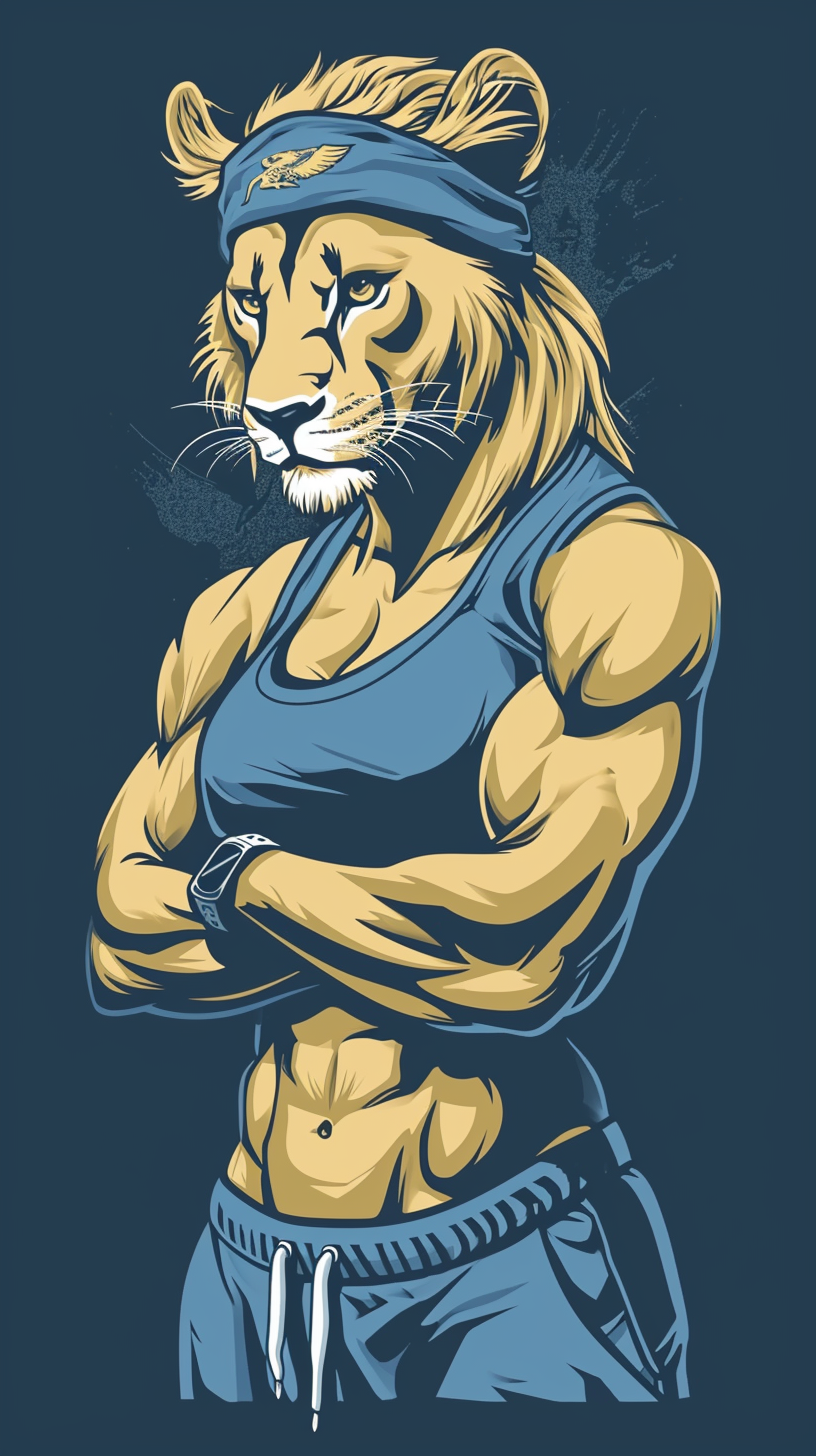 Fitness Center Logo with Trained Lioness