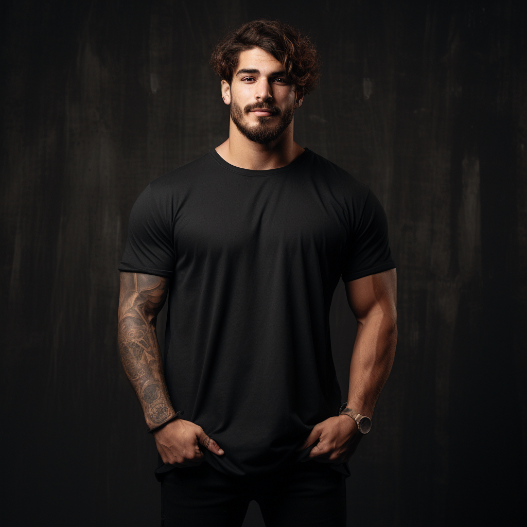 Fitness influencer wearing oversized black t-shirt