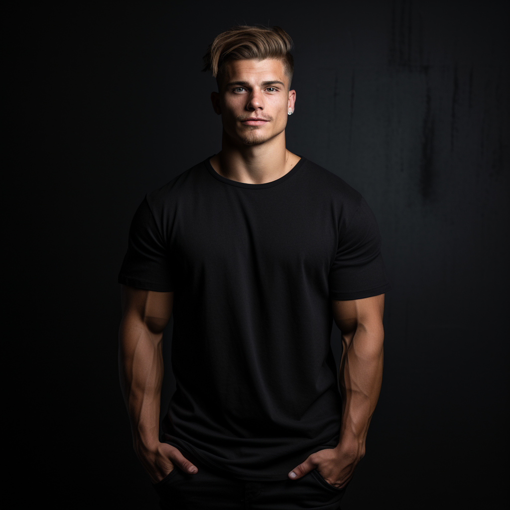 Fit influencer in oversized black t-shirt