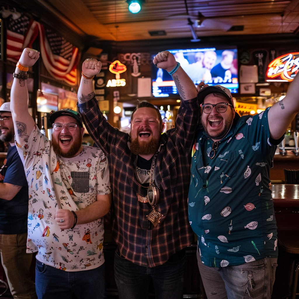 Five men celebrating football championship