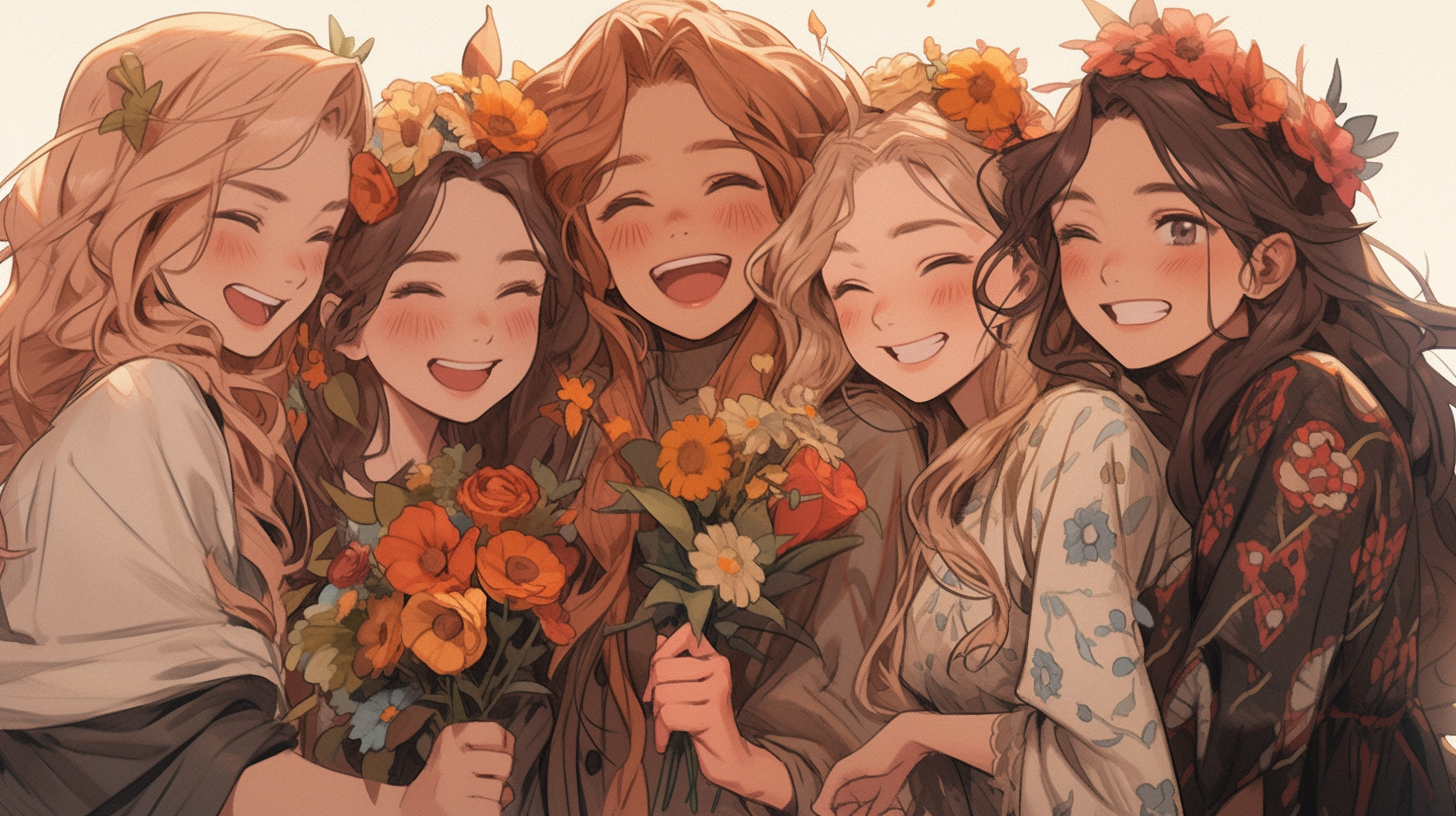 The Five Sisters embracing happiness together