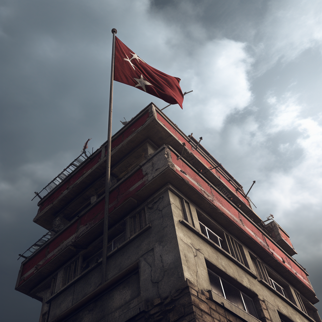 Flag on Building, Strong and Powerful