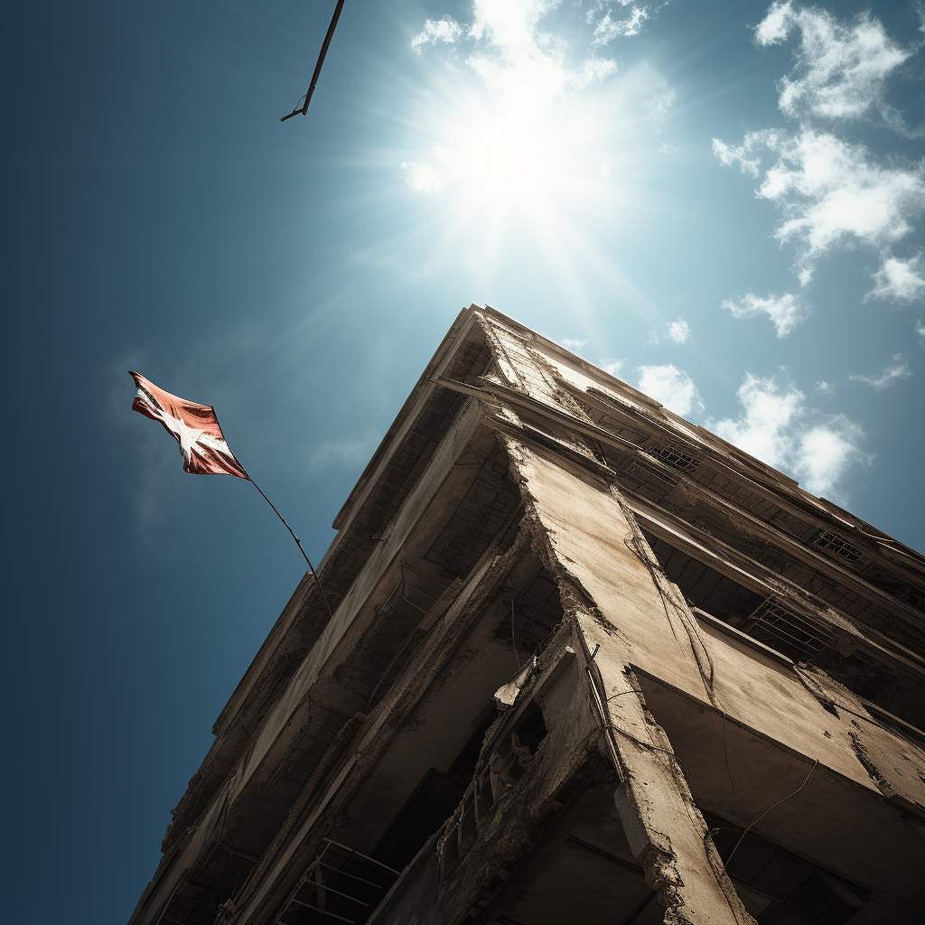 Majestic flag on building view