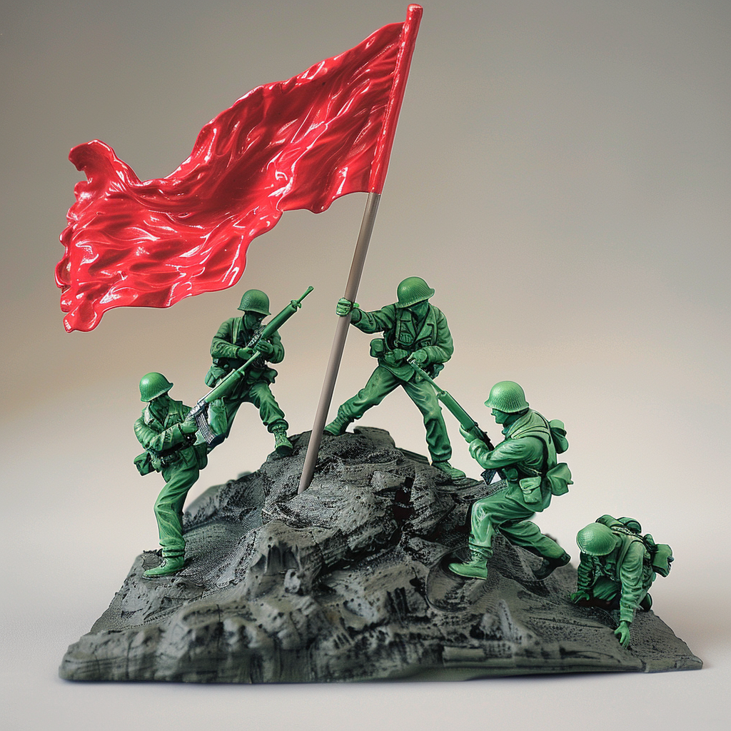 Toy soldiers raising flag Iwo Jima