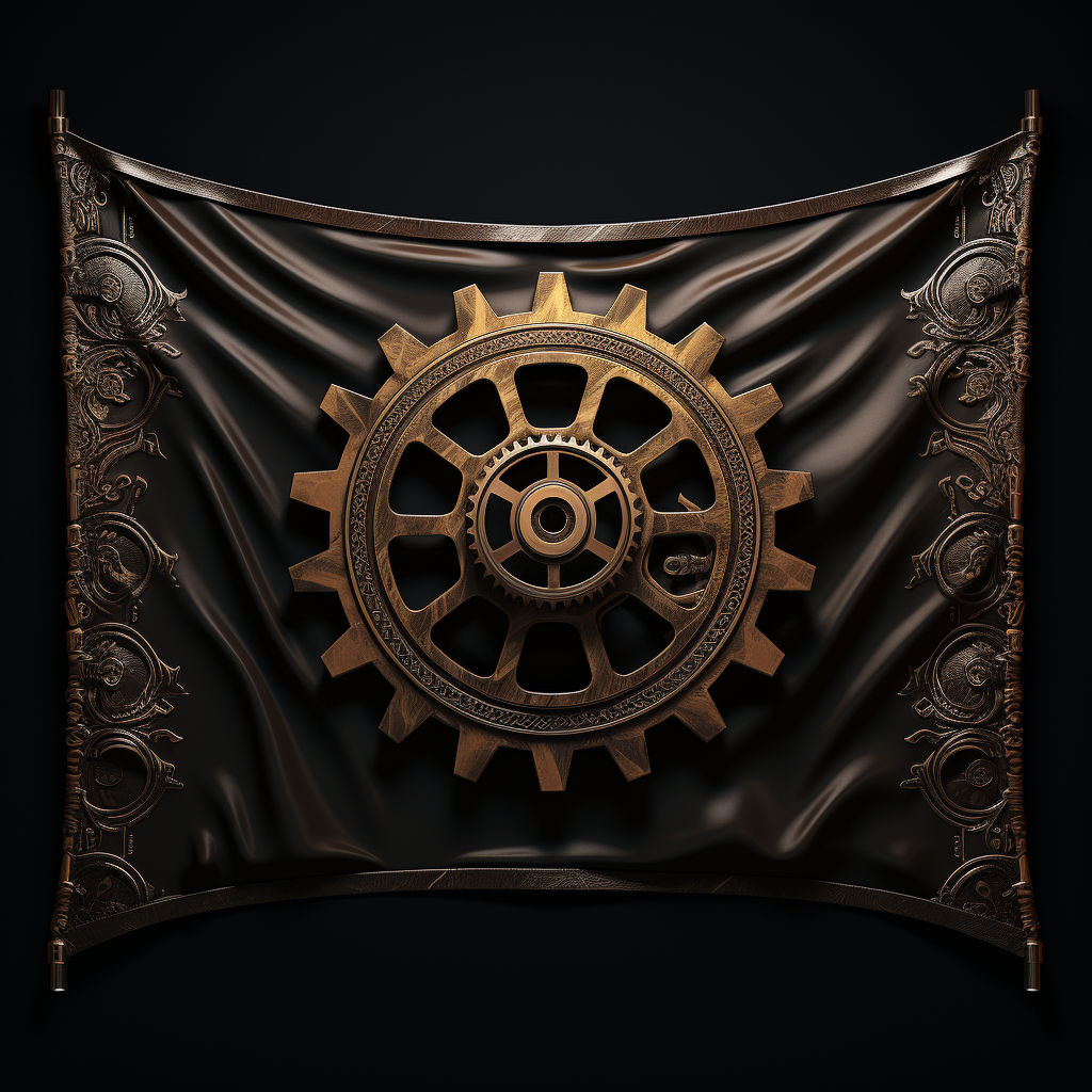 Steampunk cog design on black background