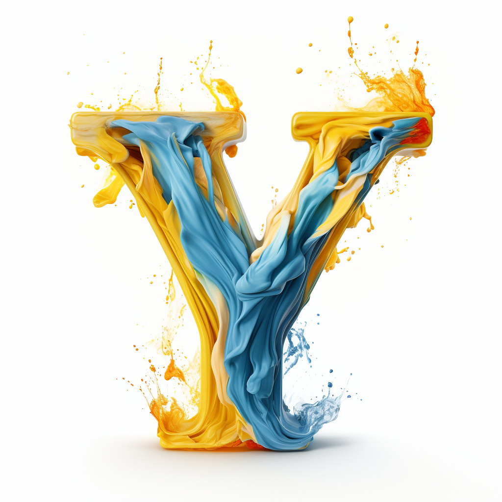 Flame Blue Yellow Letter Y on white background