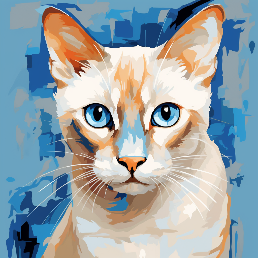 Flame Point Siamese Cat with Picasso-like Style