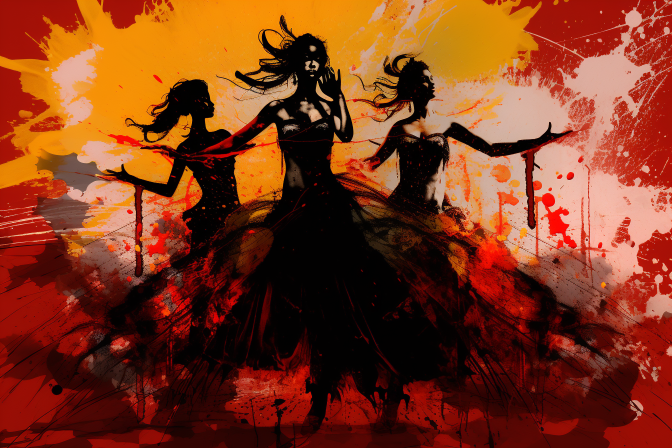 Abstract art graffiti with flamenco dancers