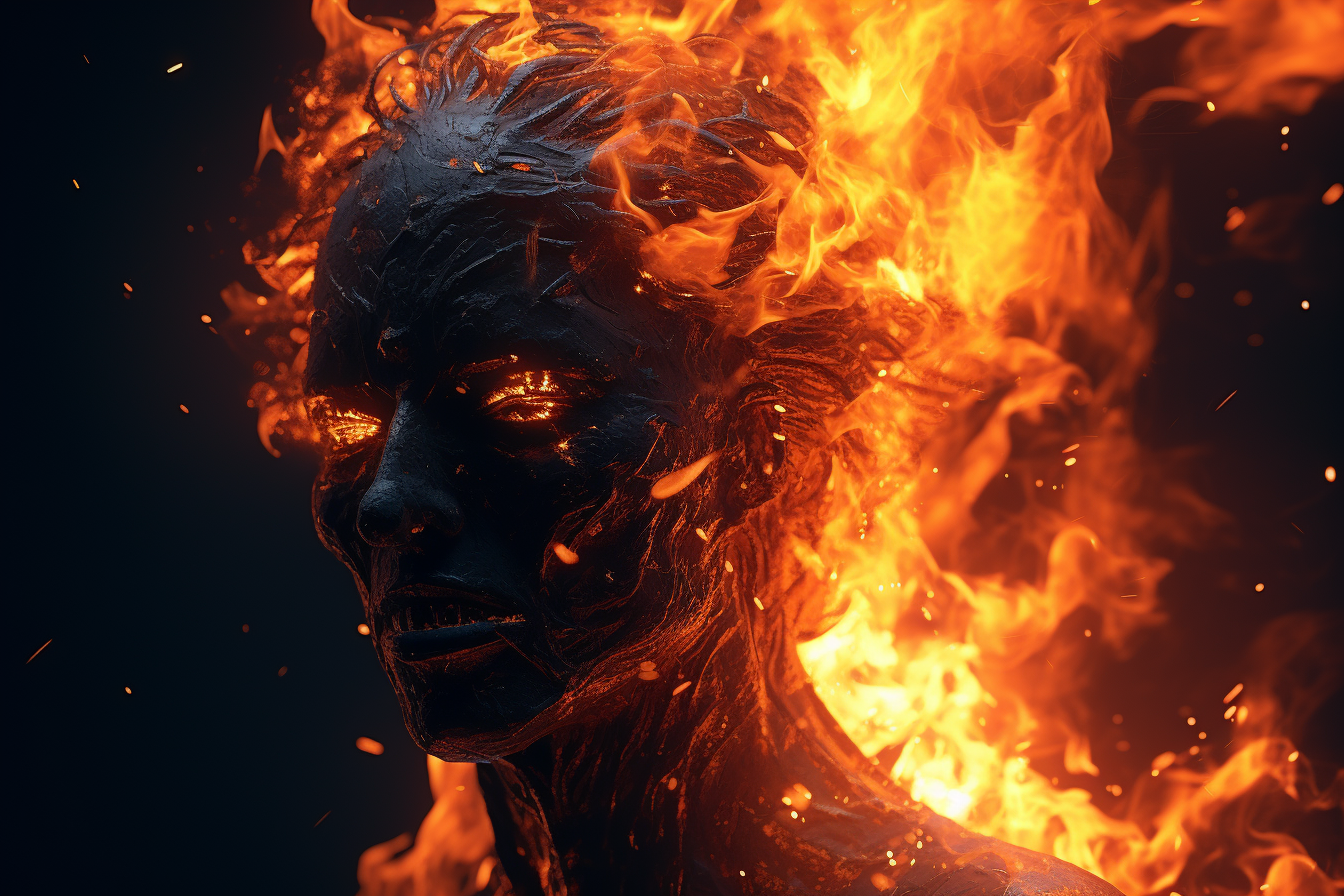 3D Render of Flames Burning Head