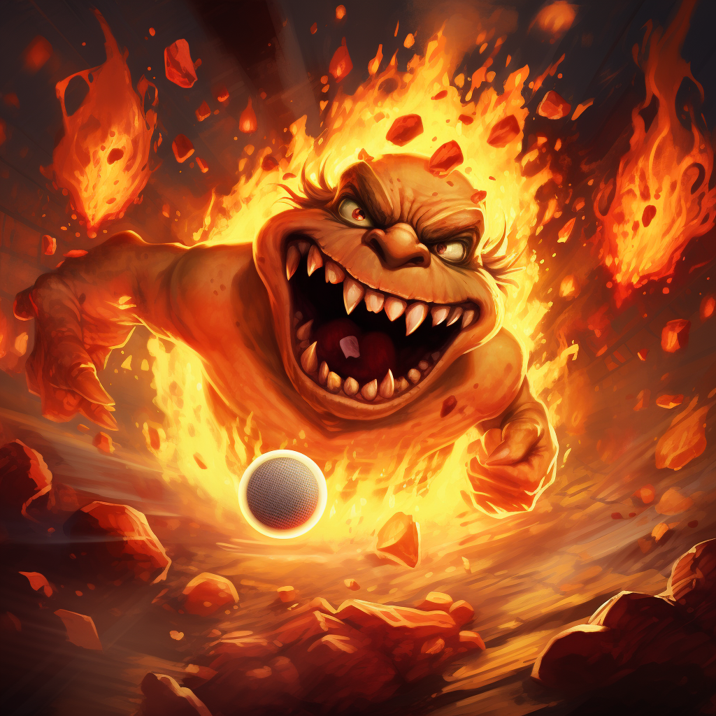 Flaming pickleball in Hearthstone style