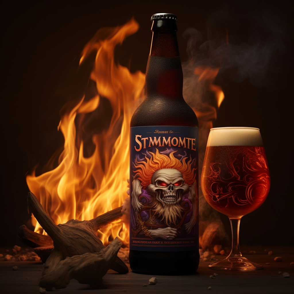 Flaming S'more Stout beer label design