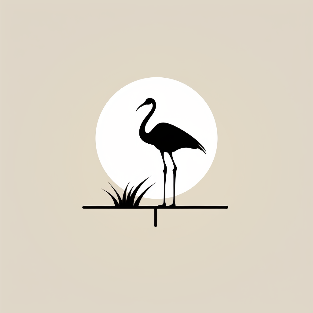 Black and white flamingo logo with field radio