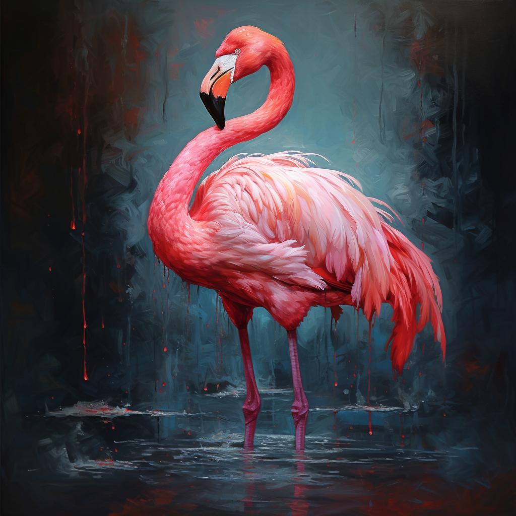 Beautiful flamingo oil painting