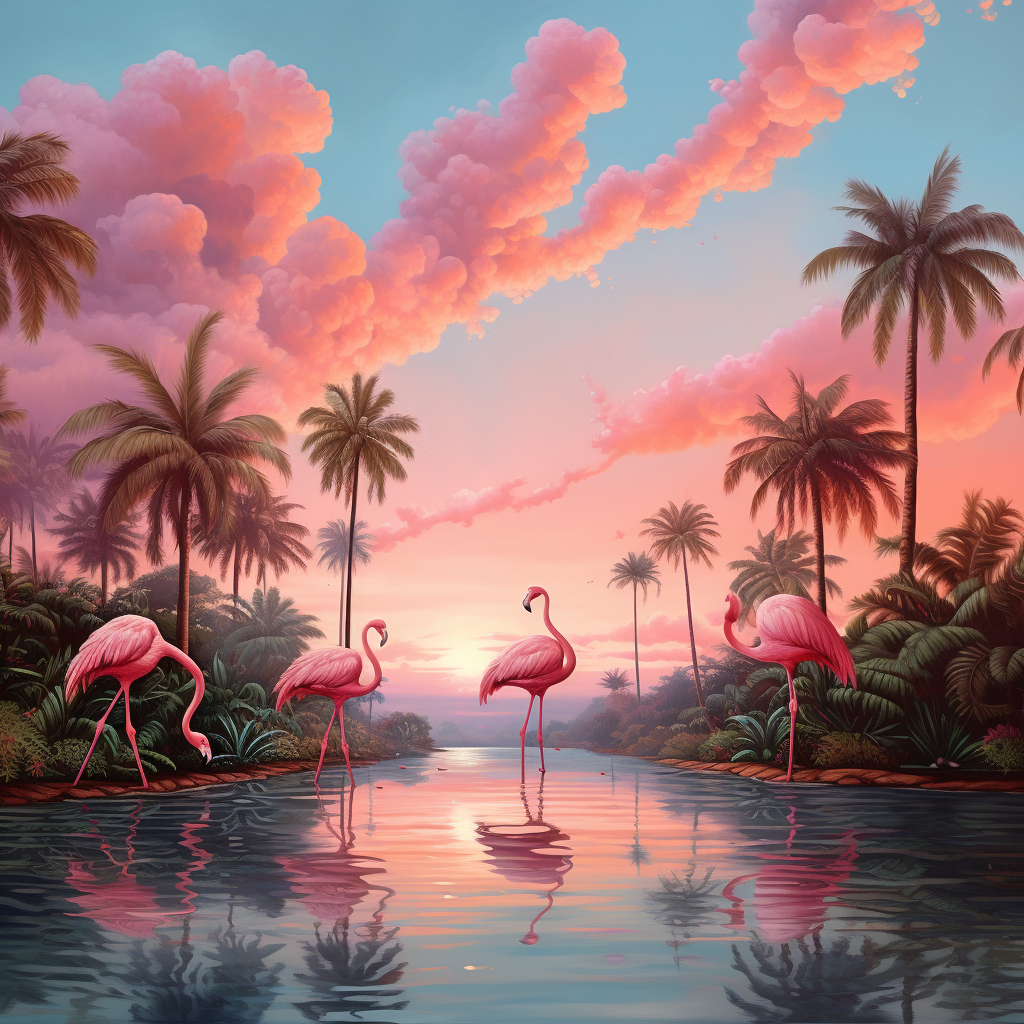 Beautiful flamingos in Palm Beach