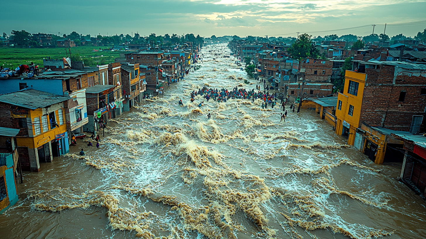 People in Raging Floodwaters