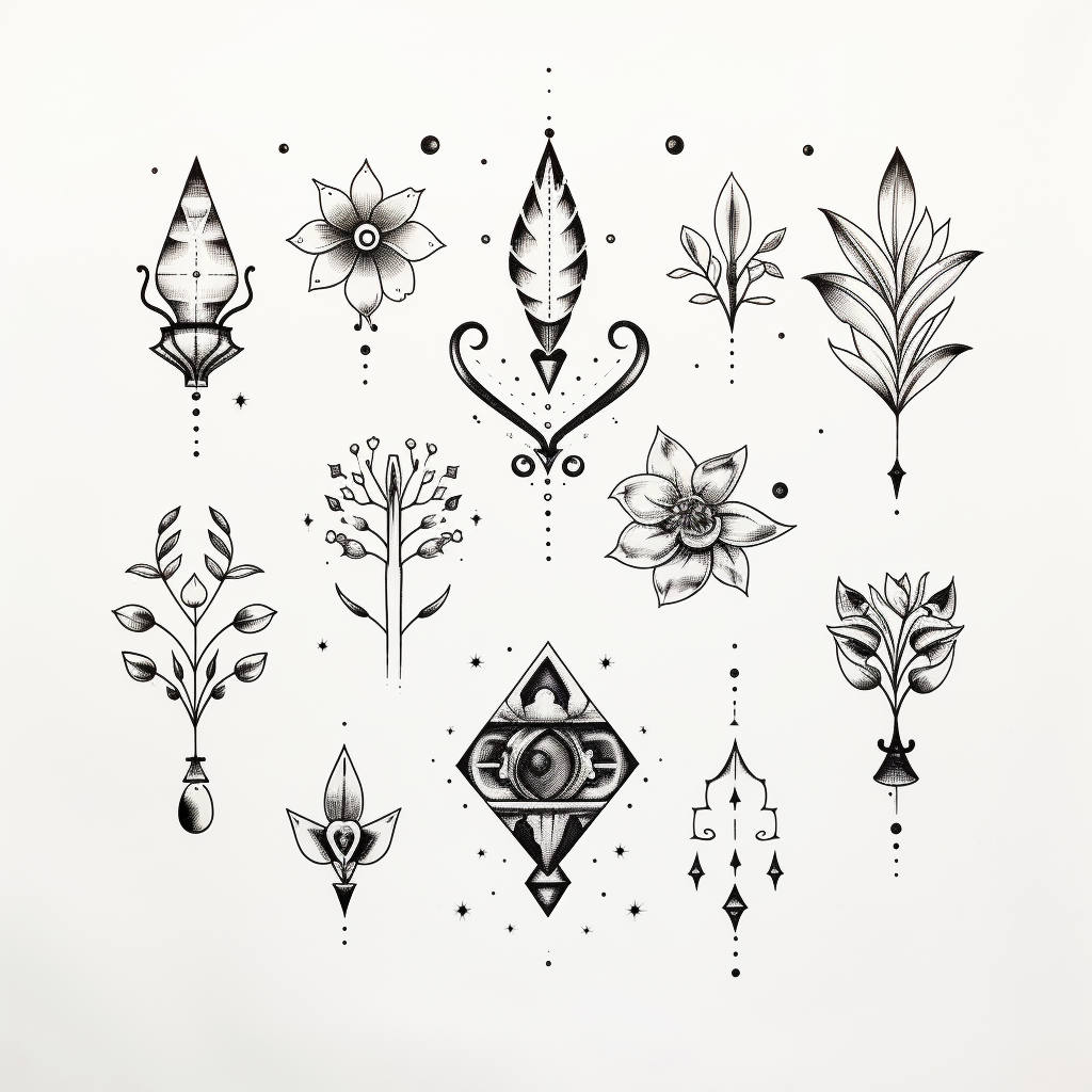 Flash sheet ornamental style tattoo in black and white