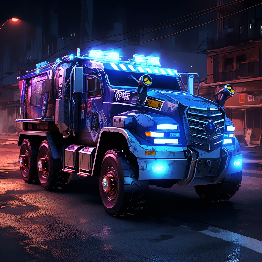 Flashy police truck on patrol