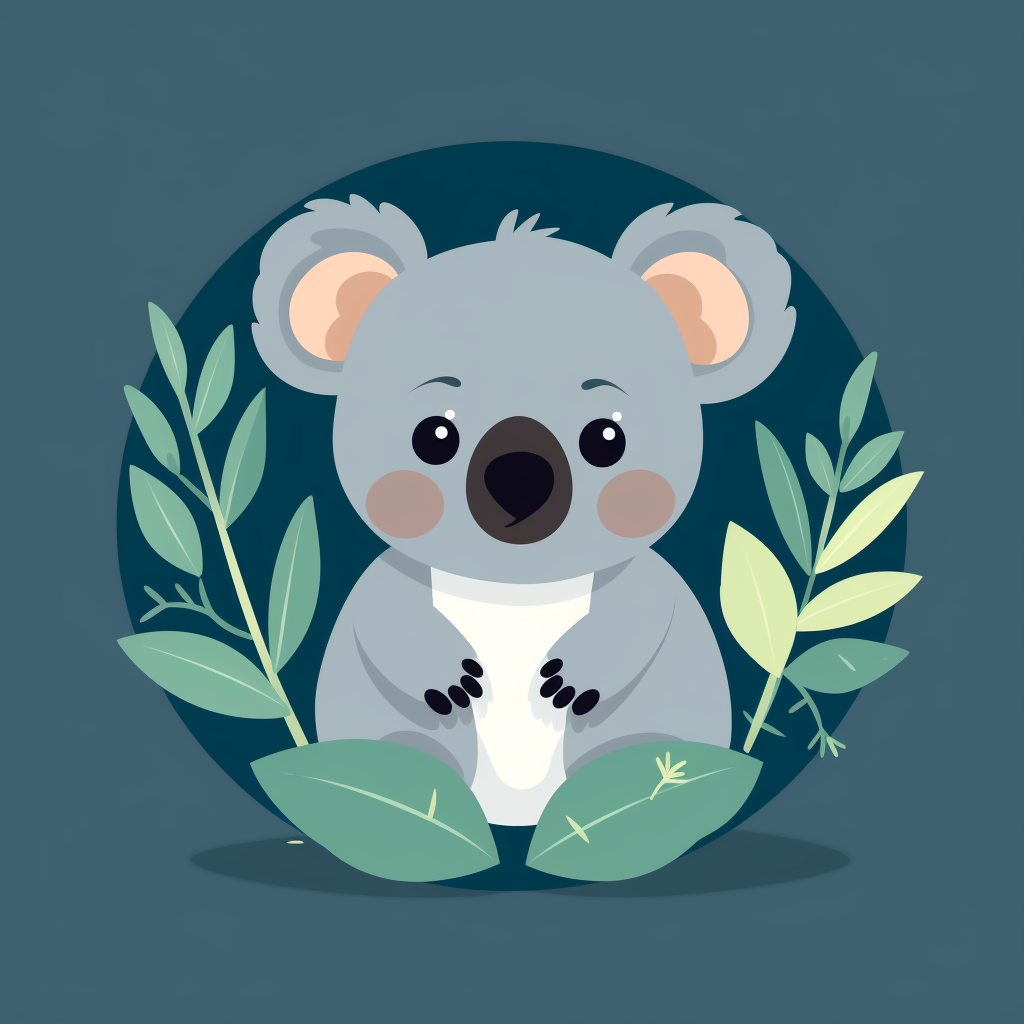 Adorable flat cartoon koala