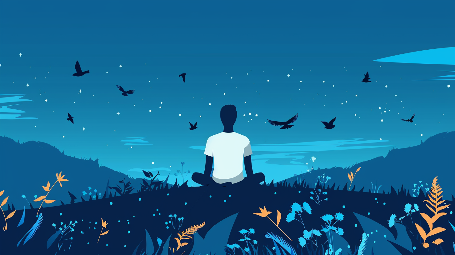 Minimalistic blue nature meditation vector