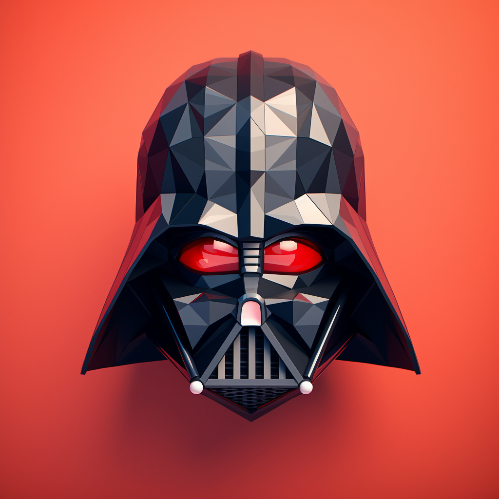 Isometric view of flat Darth Vader head