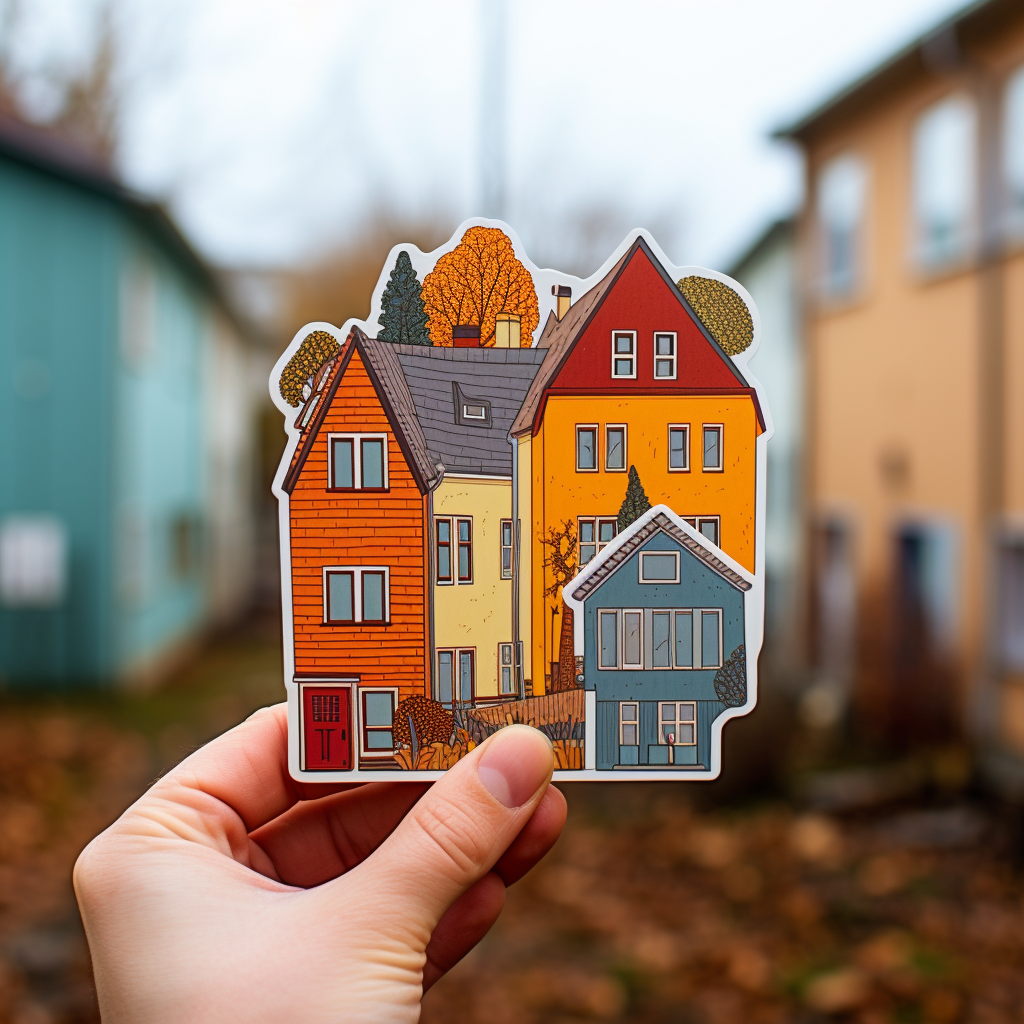 Die-cut stickers for flat houses