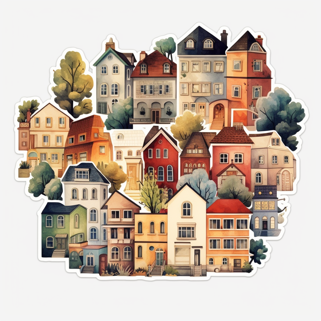 Sticker of Flat Houses