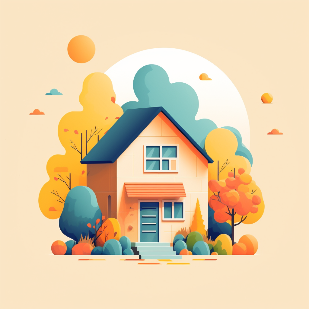 Colorful flat vector house illustration