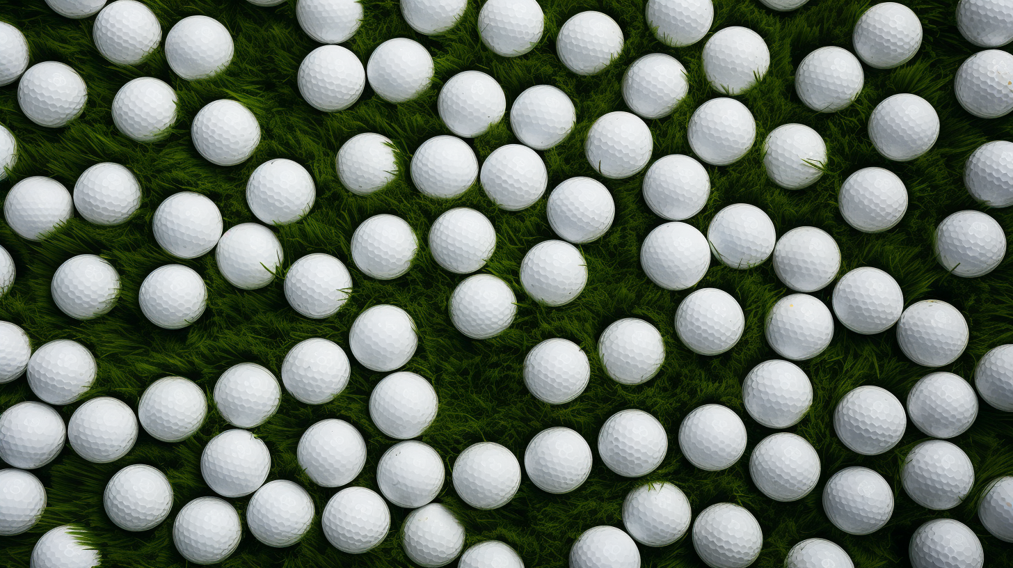 Golf balls on flat turf from above