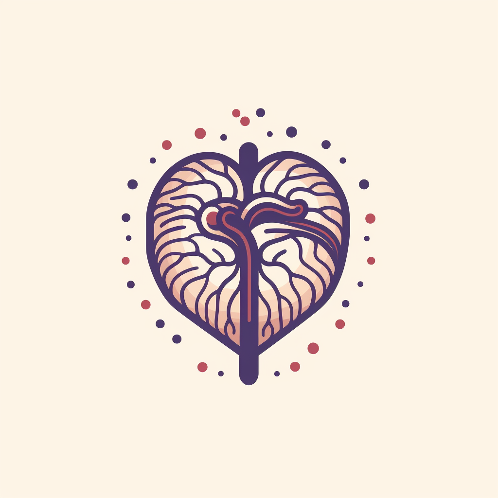 Flat art logo of a peaceful heart brain