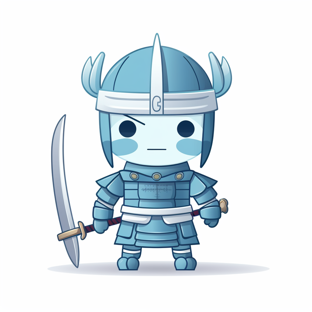 Flatshade Cartoon Avatar Heroic Android Samurai