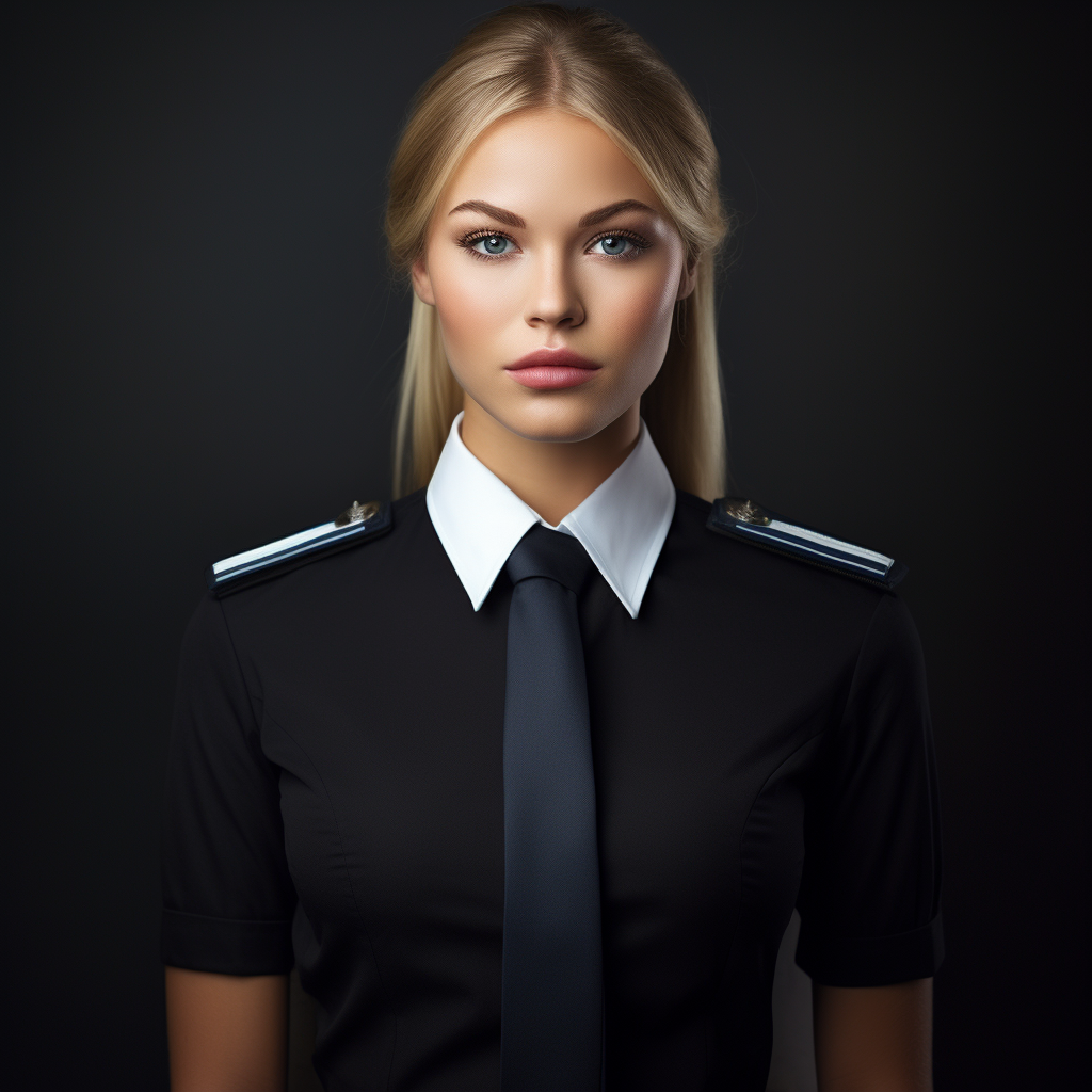 Smiling flight attendant in uniform