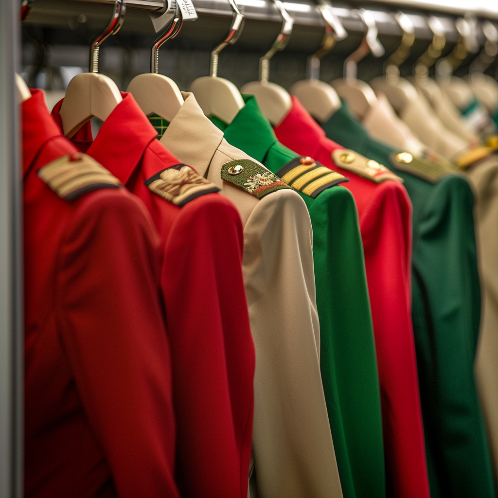 Variety of international flight attendant uniforms