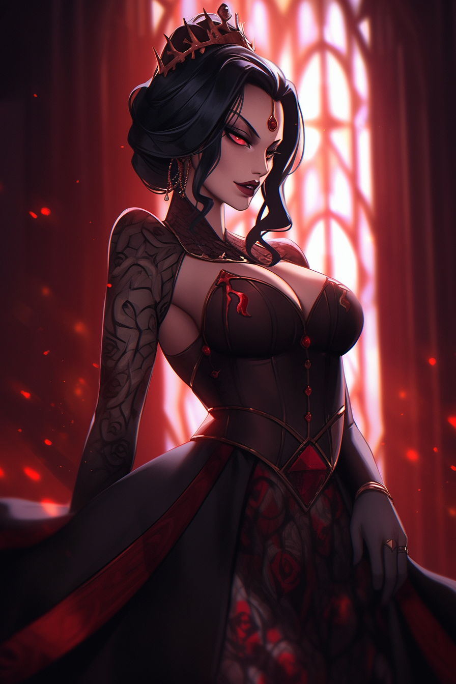 Stunning evil queen with a curvaceous body