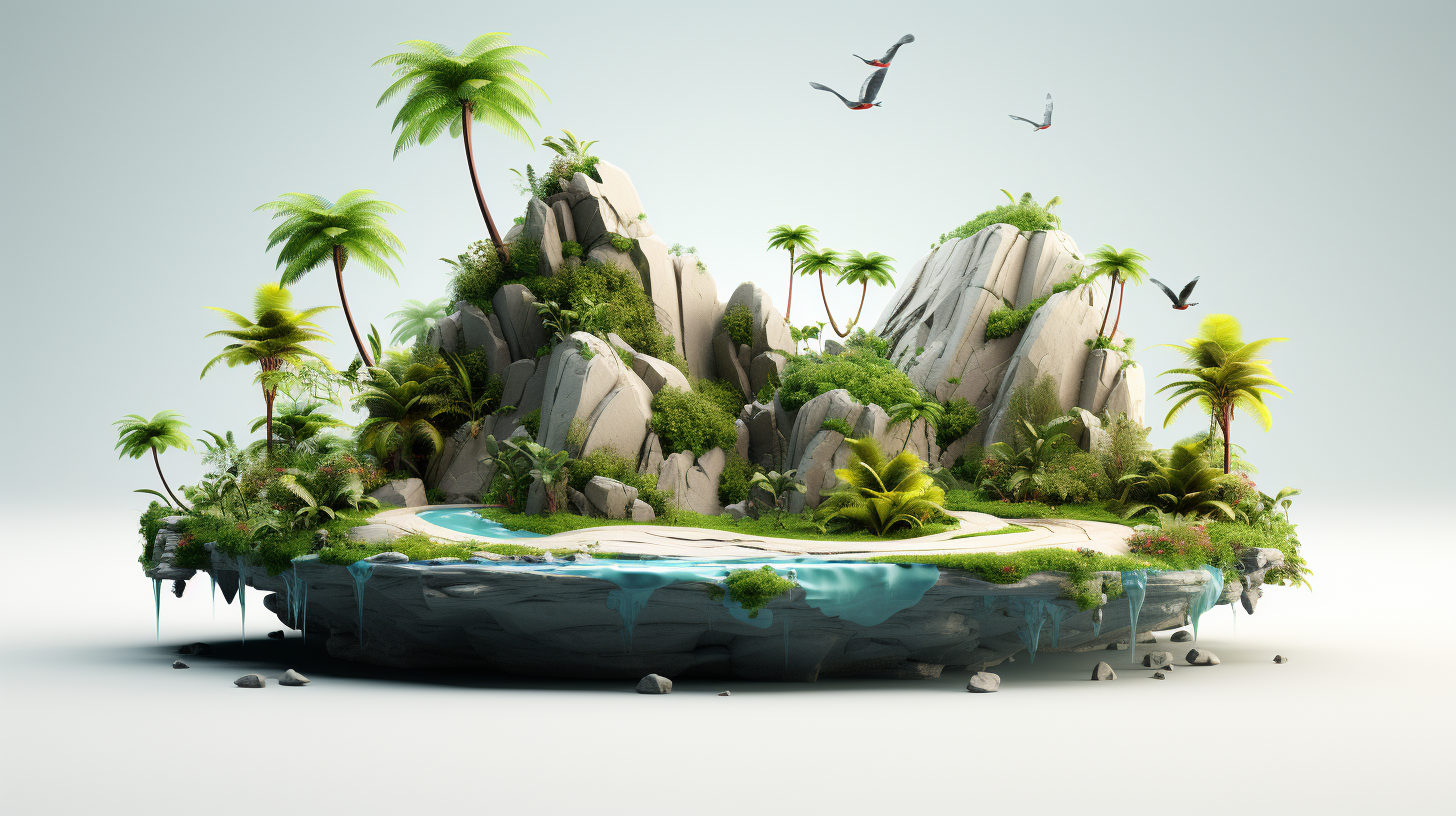 Float Island Landscape White Background