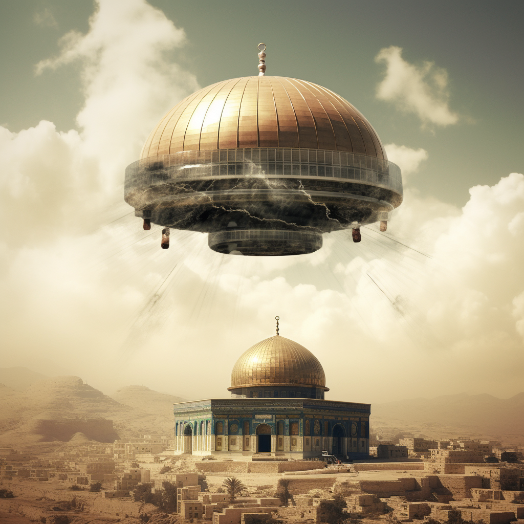 Aqsa Mosque robotic floating in air