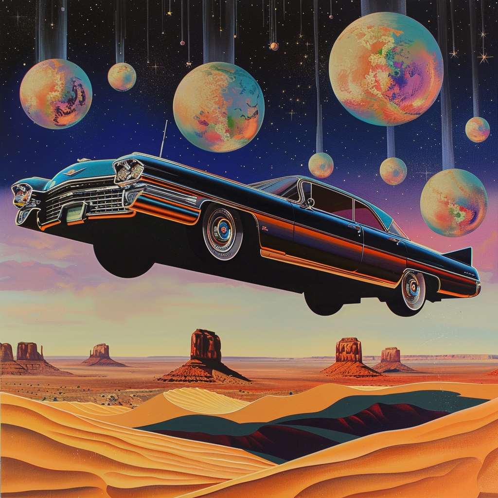 Surreal Cadillac Floating Desert Landscape