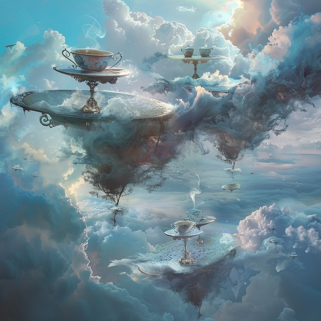 Dreamy Floating Cafe Surreal Fantasy