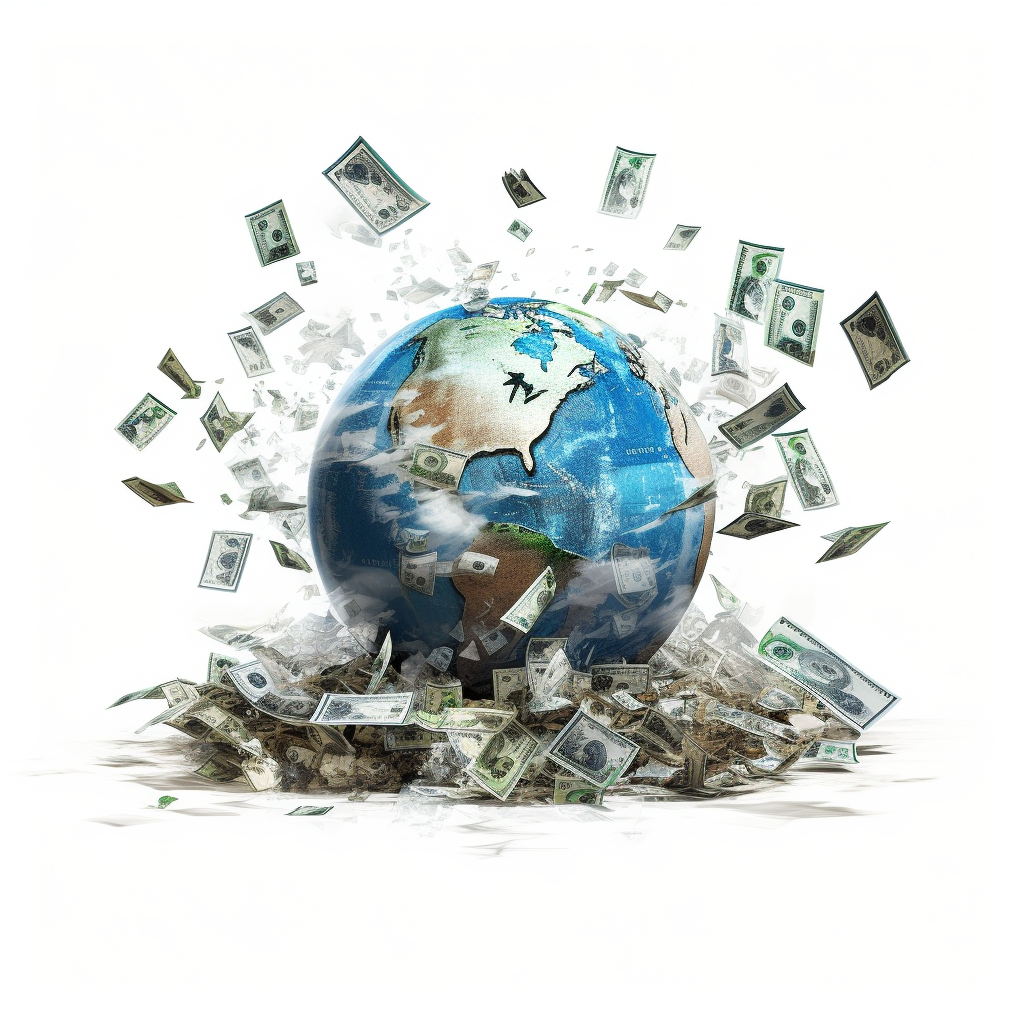 Floating Earth Banknotes Stock Market