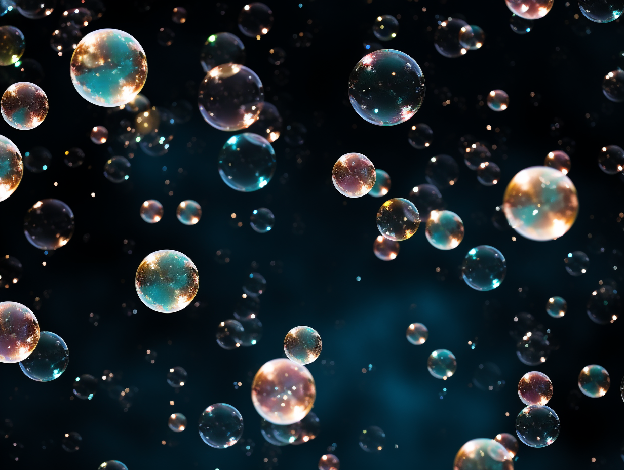 Beautiful shimmering bubbles without background