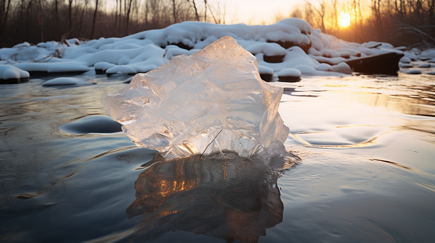 Cracking chunk of floating ice