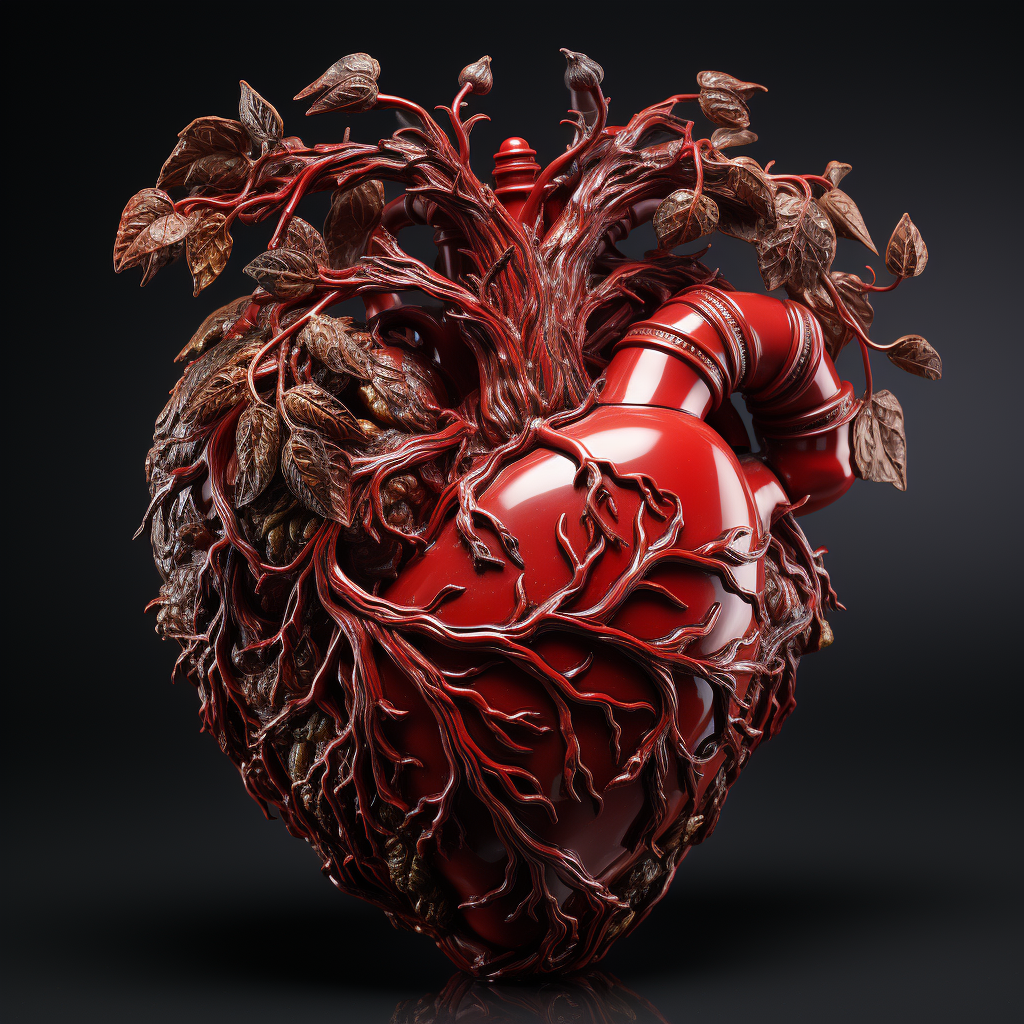 Realistic iron heart with veins and arteries