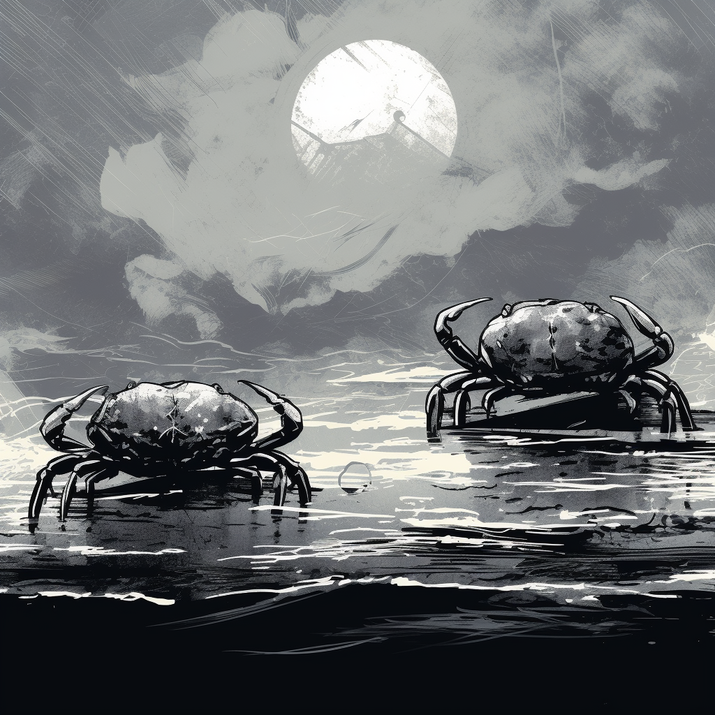 Floating mystical crabs in perspective