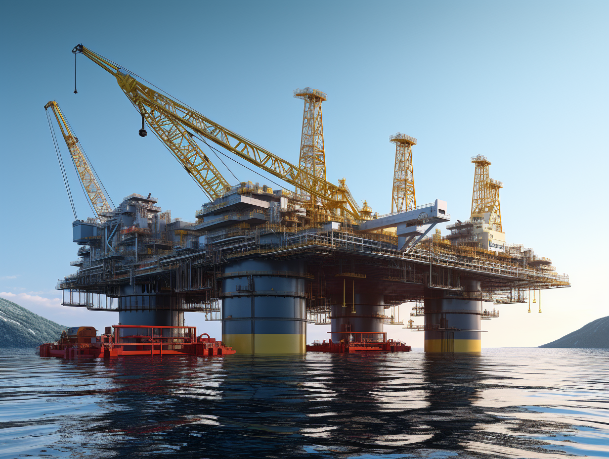 Award-winning photo of FPSO ship with cranes extracting oil