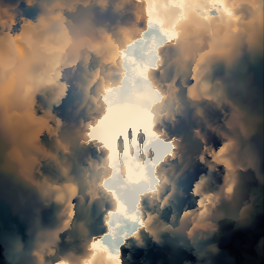 souls floating sky clouds