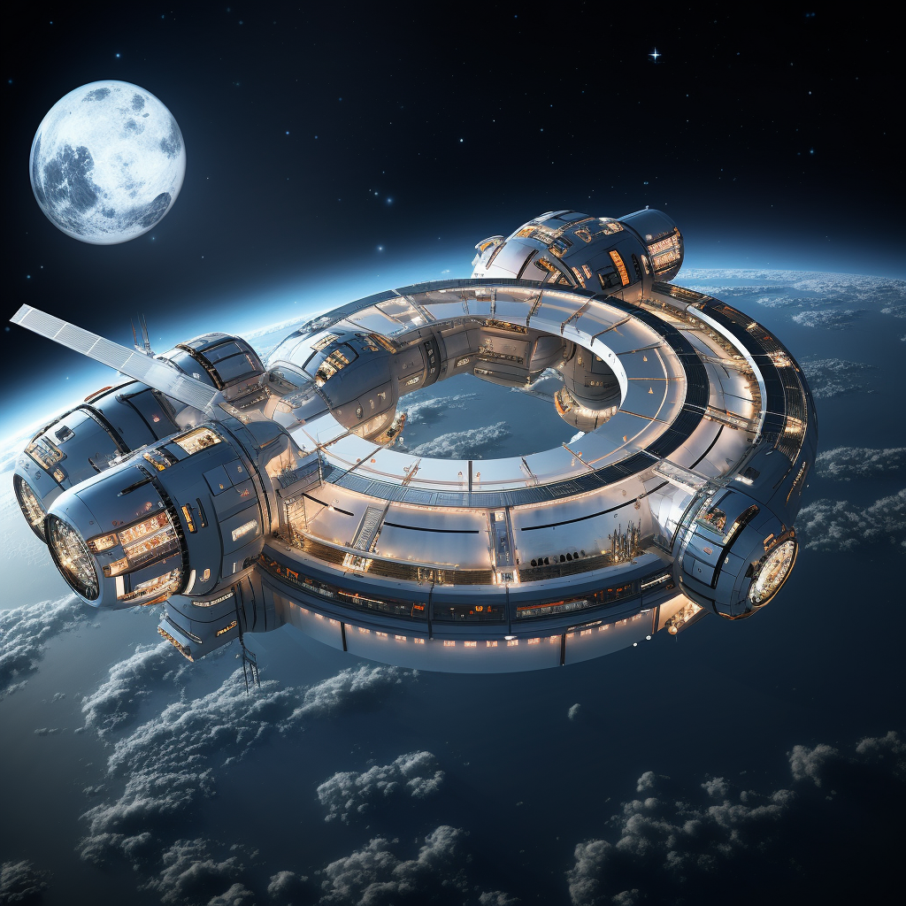 Floating space hotel in space