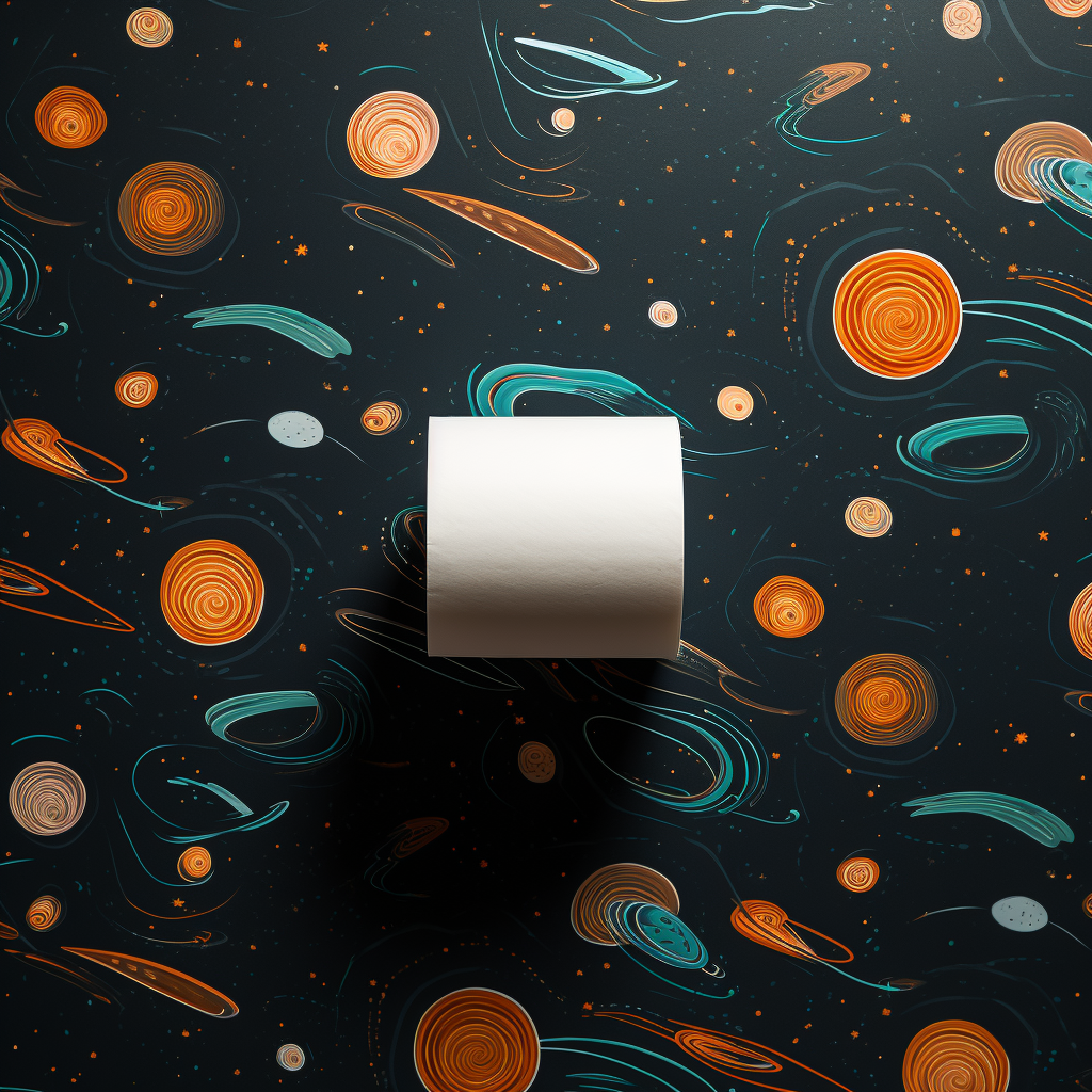 Floating toilet paper rolls in space